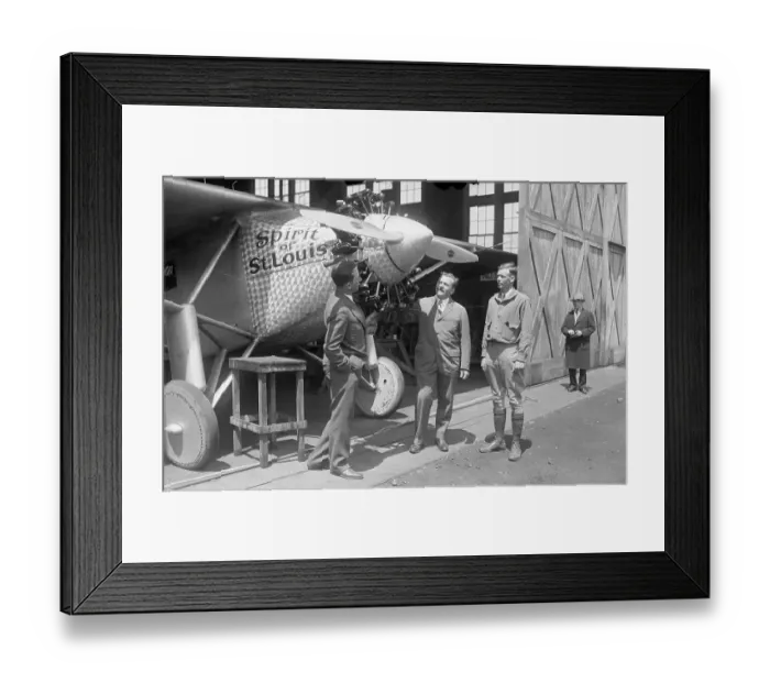 Framed Print : Backers of Charles Lindbergh Examining Plane Framed Print : Backers of Charles Lindbergh Examining Plane