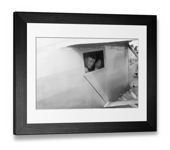 Framed Print : Charles Lindbergh Waving From Airplane