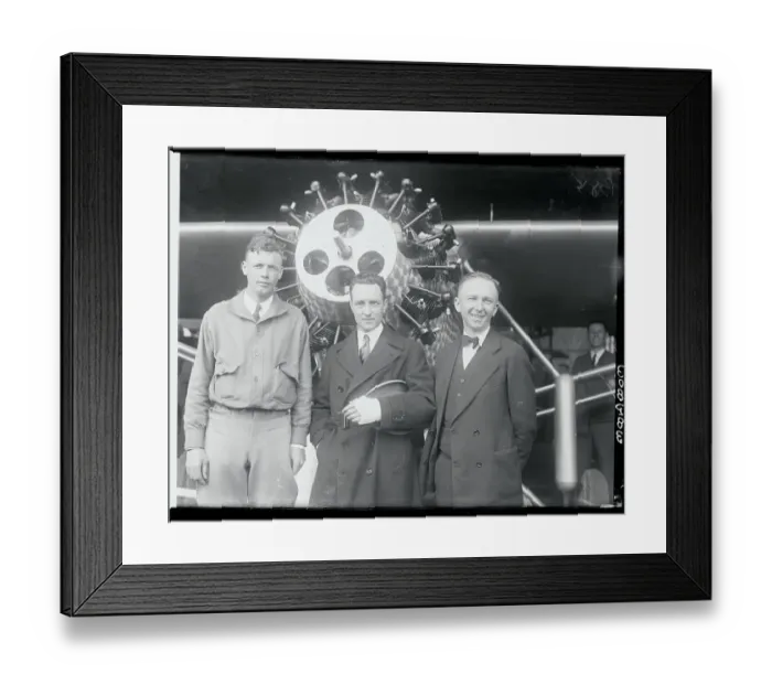 Framed Print : Charles Lindbergh Posing With Aviator Supporters Framed Print : Charles Lindbergh Posing With Aviator Supporters