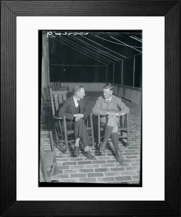 Framed Print : Charles Lindbergh and Clarence Chamberlain Sitting on Deck and Conversing Framed Print : Charles Lindbergh and Clarence Chamberlain Sitting on Deck and Conversing