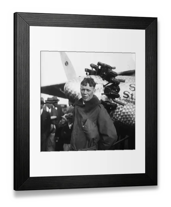 Framed Print : Aviator Charles Lindbergh Arriving in New York for Parisian Flight
