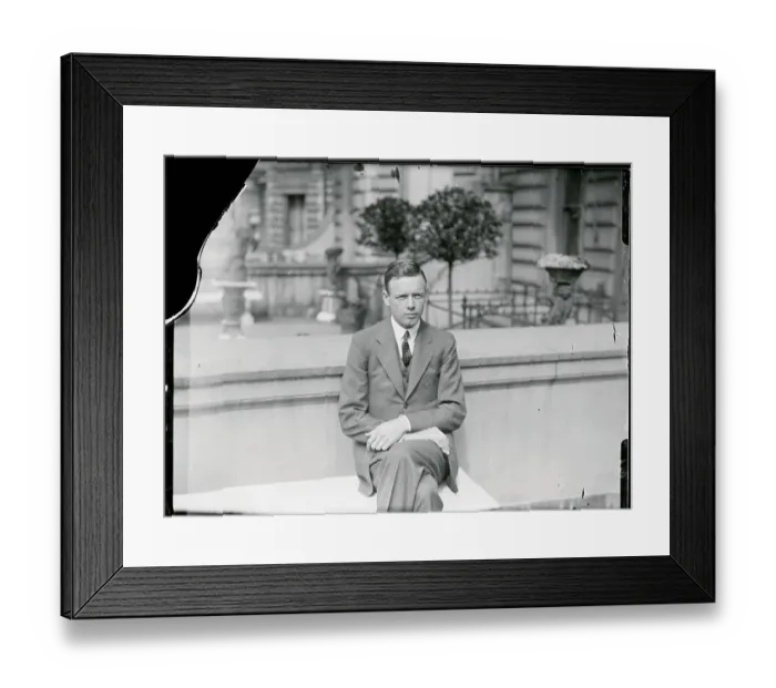 Framed Print : Captain Charles Lindbergh Sitting Outside While in Paris Framed Print : Captain Charles Lindbergh Sitting Outside While in Paris