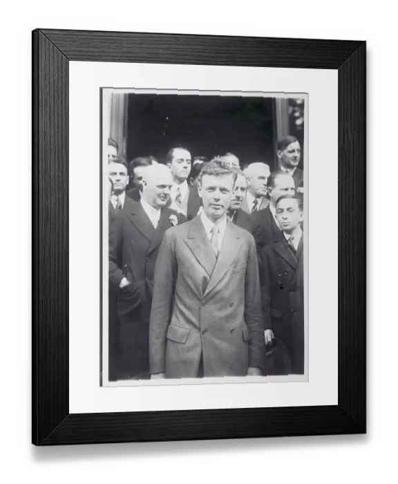 Framed Print : Charles Lindbergh Standing With Spectators in Background Framed Print : Charles Lindbergh Standing With Spectators in Background