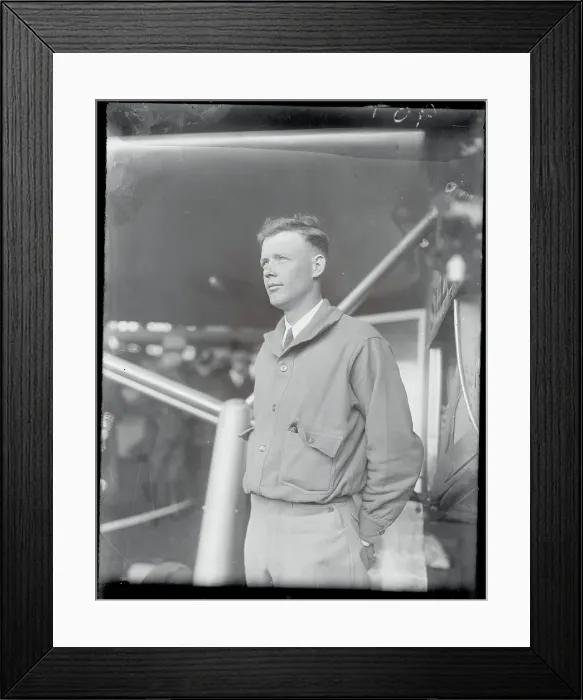 Framed Print : Aviator Charles Lindbergh Standing Next to Airplane Framed Print : Aviator Charles Lindbergh Standing Next to Airplane