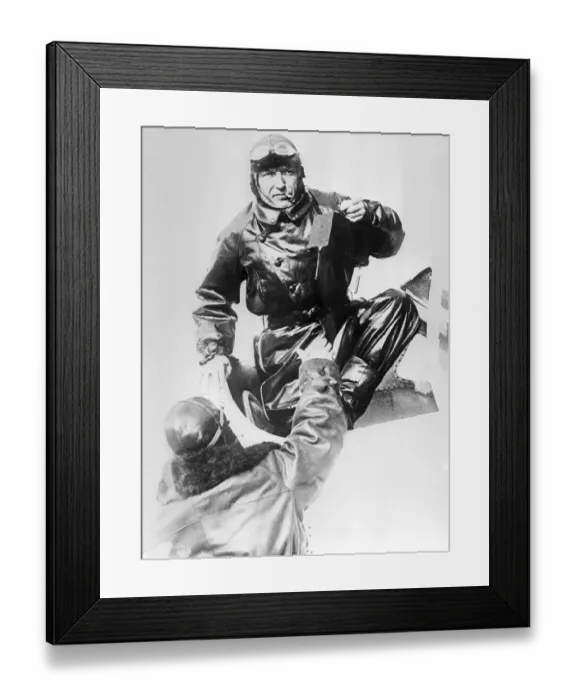 Framed Print : Captain Francois Coli Assisting Captain Nungesser Before His Flight Framed Print : Captain Francois Coli Assisting Captain Nungesser Before His Flight