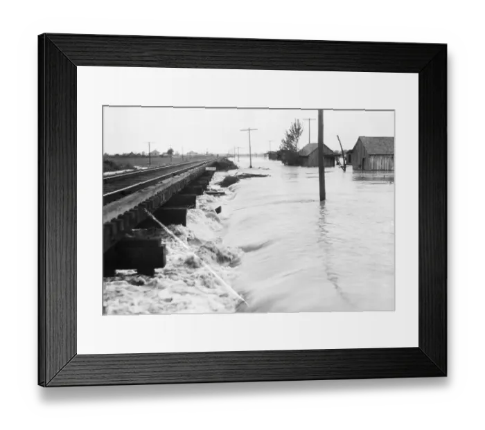 Framed Print : River Flood Waters Wash Around Rr Trestl Framed Print : River Flood Waters Wash Around Rr Trestl