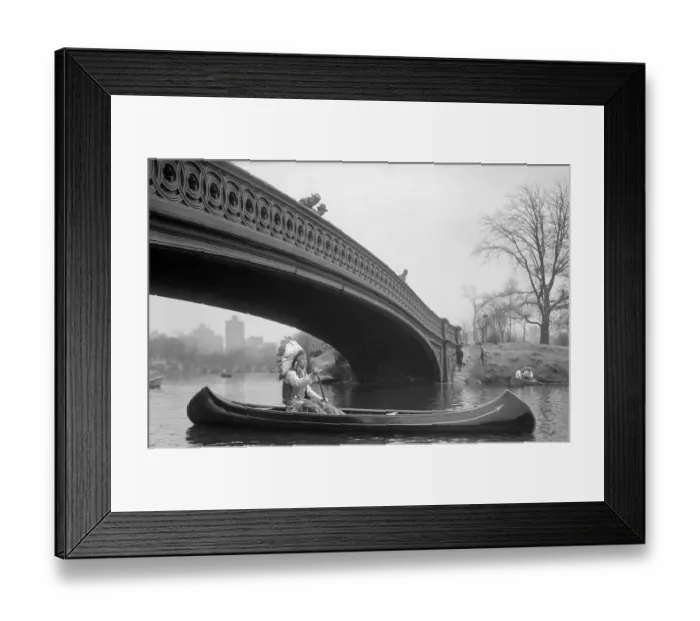 Framed Print : Chief Great Fire Patrolling Lake in Canoe Framed Print : Chief Great Fire Patrolling Lake in Canoe