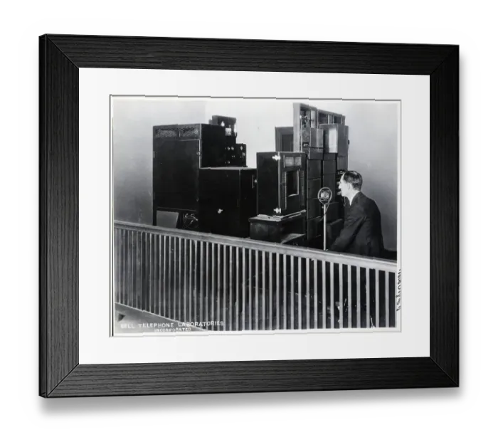 Framed Print : Man with Sending Apparatus for Television