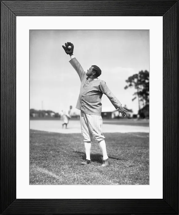 Framed Print : Babe Ruth with Mitt and Catching Baseball Framed Print : Babe Ruth with Mitt and Catching Baseball