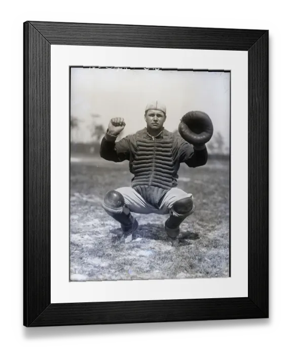 Framed Print : Jimmy Foxx Squatting In Cacther'S Positi Framed Print : Jimmy Foxx Squatting In Cacther'S Positi