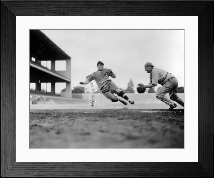 Framed Print : Babe Ruth Stealing Home Framed Print : Babe Ruth Stealing Home