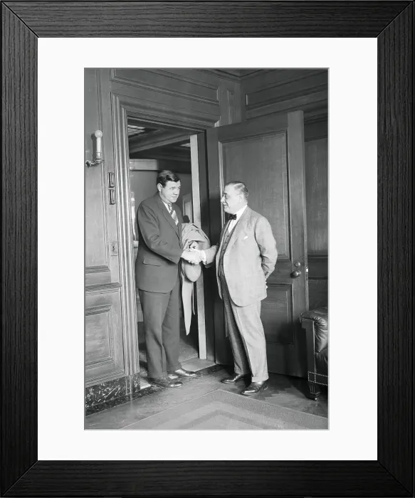 Framed Print : Babe Ruth and Jacob Ruppert Shaking Hands Framed Print : Babe Ruth and Jacob Ruppert Shaking Hands