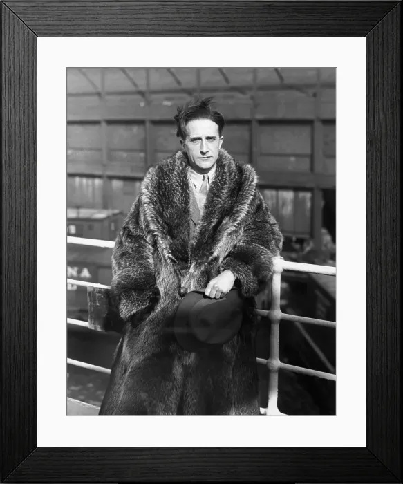 Framed Print : Artist Marcel Duchamp Wearing Fur Coat Framed Print : Artist Marcel Duchamp Wearing Fur Coat