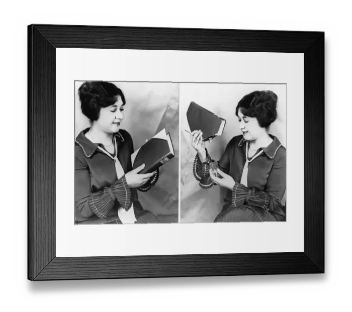 Framed Print : Woman Demonstrating Flask Book Framed Print : Woman Demonstrating Flask Book