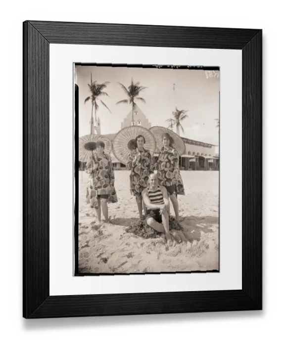 Framed Print : Howard Brokaw and Daughters on Beach Framed Print : Howard Brokaw and Daughters on Beach