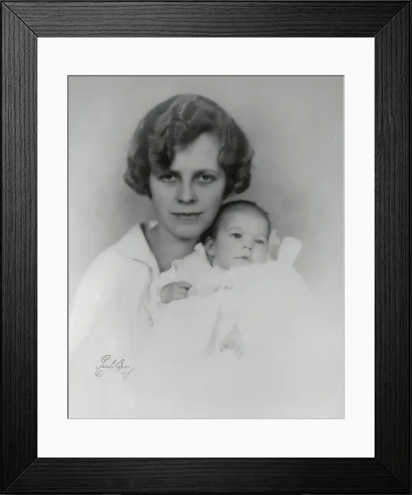 Framed Print : Portrait of Ellin Berlin Holding Daughter