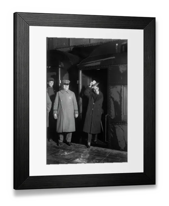 Framed Print : Charlie Chaplin Leaving Train Framed Print : Charlie Chaplin Leaving Train