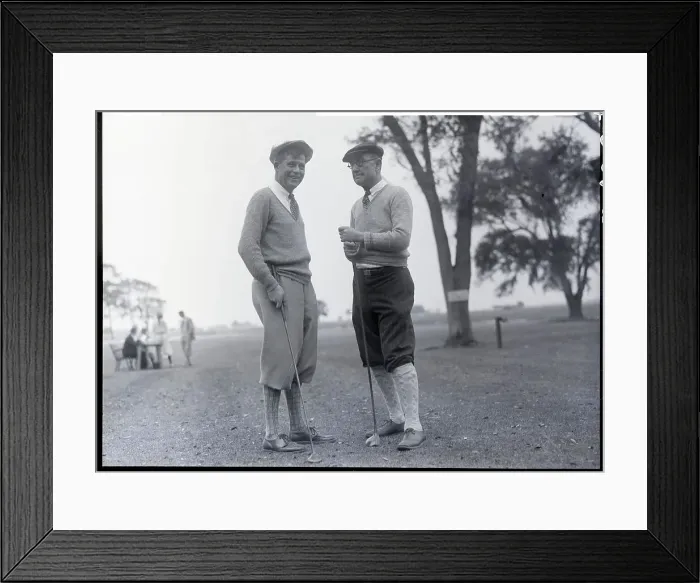 Framed Print : Two Golfers on Links Framed Print : Two Golfers on Links