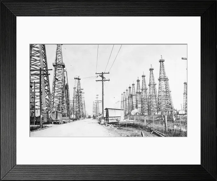 Framed Print : Highway Going Thru Rows Of Oil Drills Framed Print : Highway Going Thru Rows Of Oil Drills