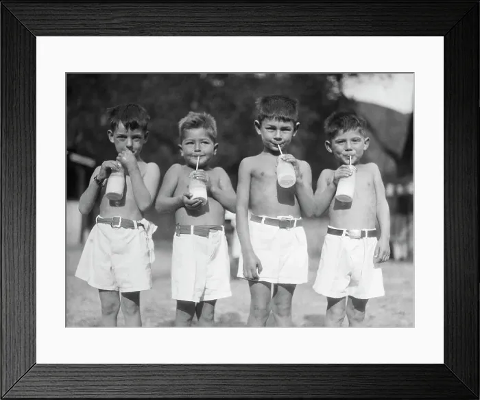 Framed Print : Patients Drinking Milk Outdoors Framed Print : Patients Drinking Milk Outdoors