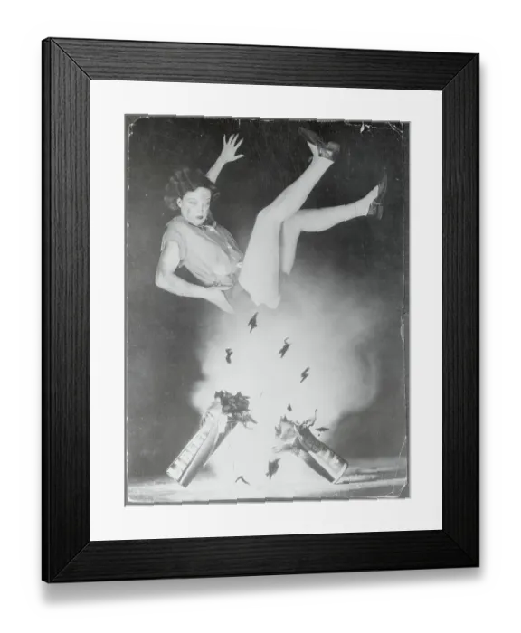 Framed Print : Joan Crawford Blown in the Air from Firecracker Explosion