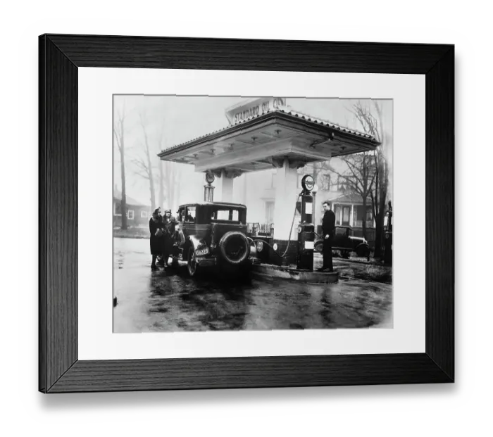 Framed Print : Car Fueling Up at Gas Station Framed Print : Car Fueling Up at Gas Station