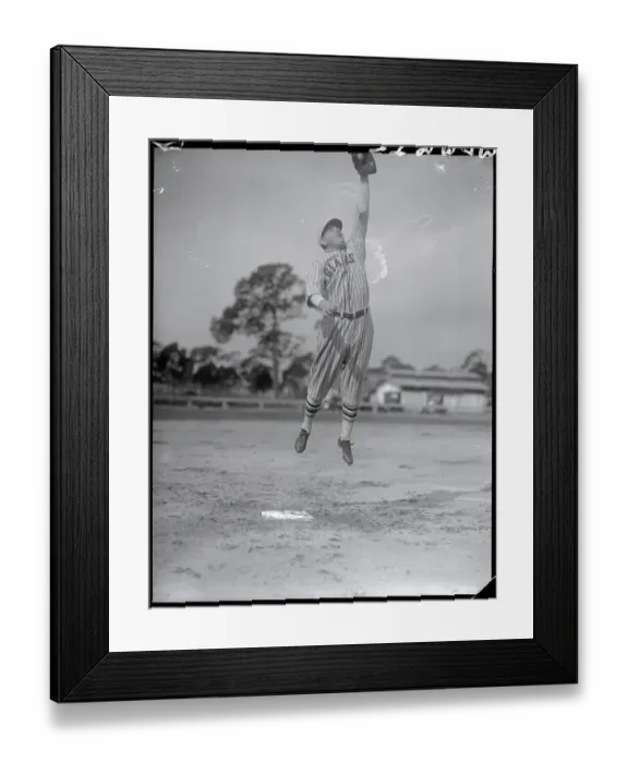 Framed Print : Rogers Hornsby Catching Ball in NY Giants Uniform