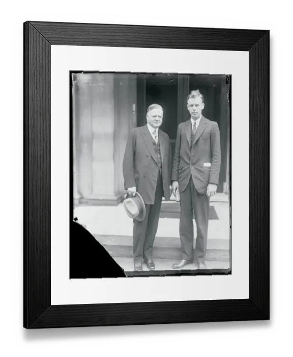 Framed Print : Charles A. Lindbergh Posing Next to Herbert Hoover Framed Print : Charles A. Lindbergh Posing Next to Herbert Hoover