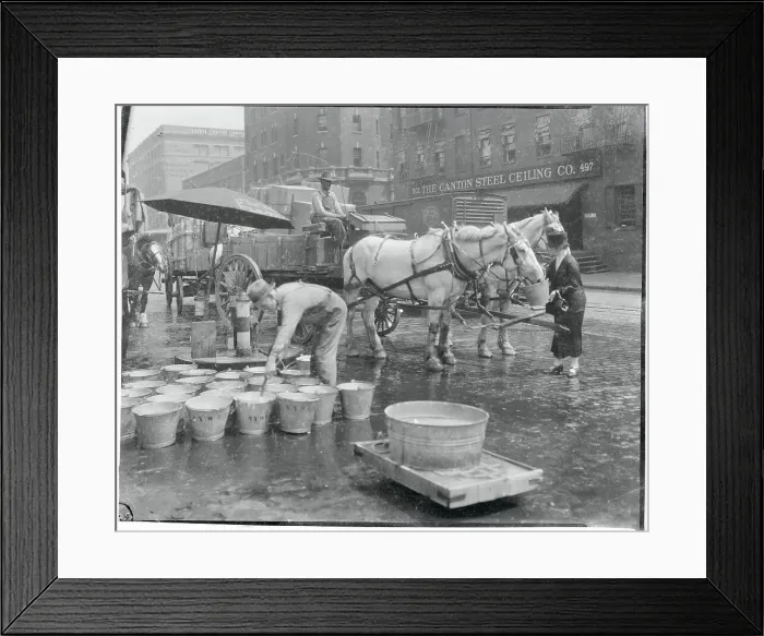 Framed Print : Watering Horses in 1927 Framed Print : Watering Horses in 1927