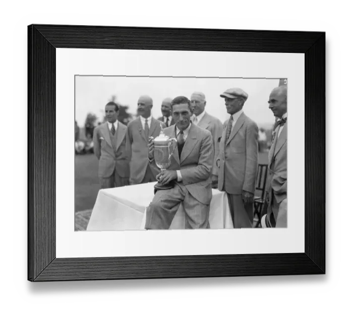 Framed Print : Tommy Armour Holding Golf Trophy Framed Print : Tommy Armour Holding Golf Trophy