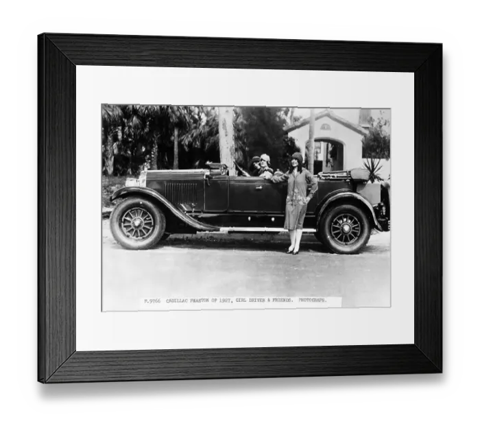 Framed Print : Young Women with 1927 Cadillac Phaeton Framed Print : Young Women with 1927 Cadillac Phaeton