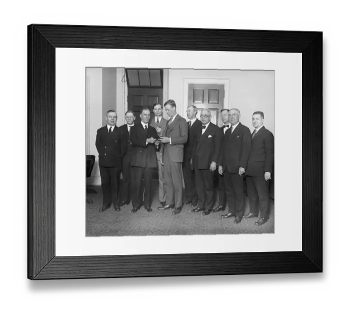Framed Print : Charles Lindbergh Posing at Post Office Ceremony Framed Print : Charles Lindbergh Posing at Post Office Ceremony