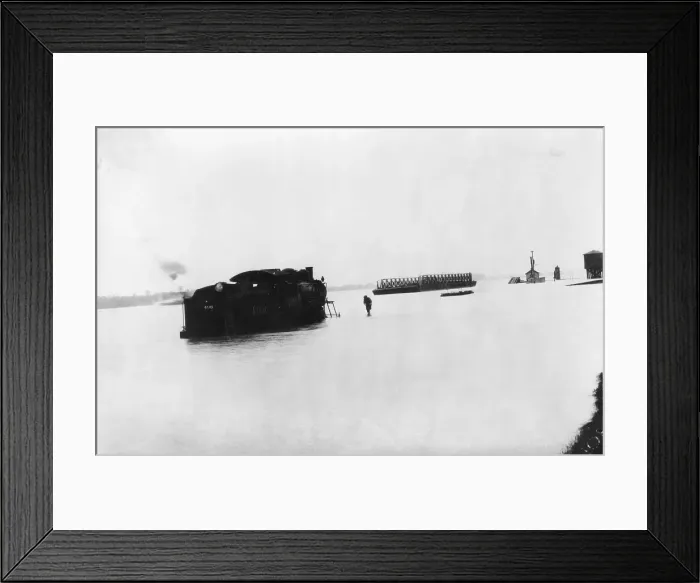 Framed Print : Train Engine In Flood Water Framed Print : Train Engine In Flood Water