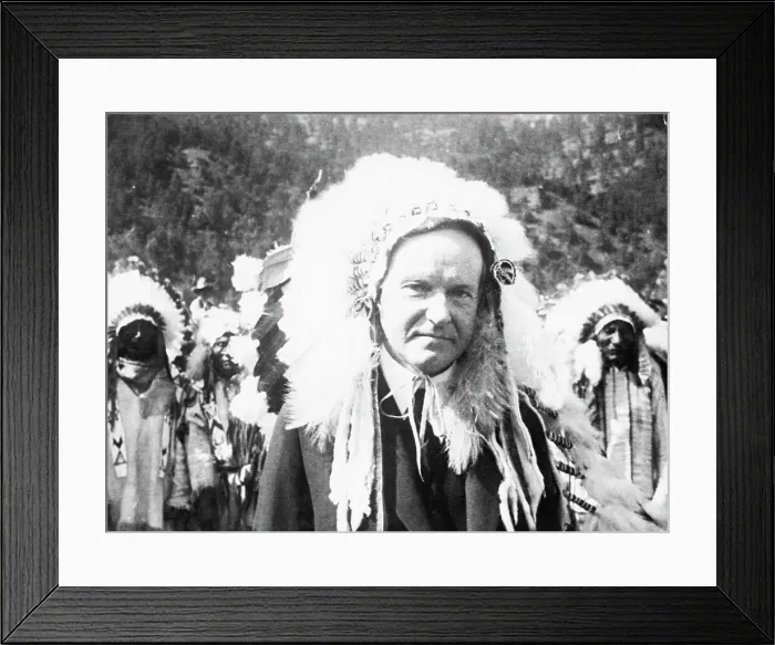 Framed Print : Calvin Coolidge Wearing War Bonnet Framed Print : Calvin Coolidge Wearing War Bonnet