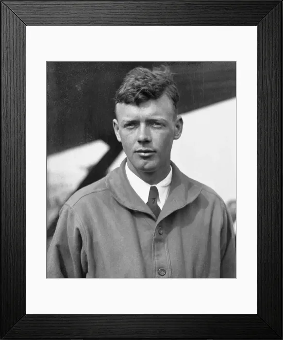 Framed Print : Aviator Charles Lindbergh Posing Next to His Airplane Framed Print : Aviator Charles Lindbergh Posing Next to His Airplane