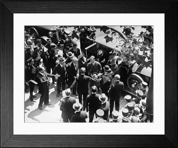Framed Print : Crowd of People Flanking Charles Lindbergh During Welcoming Framed Print : Crowd of People Flanking Charles Lindbergh During Welcoming