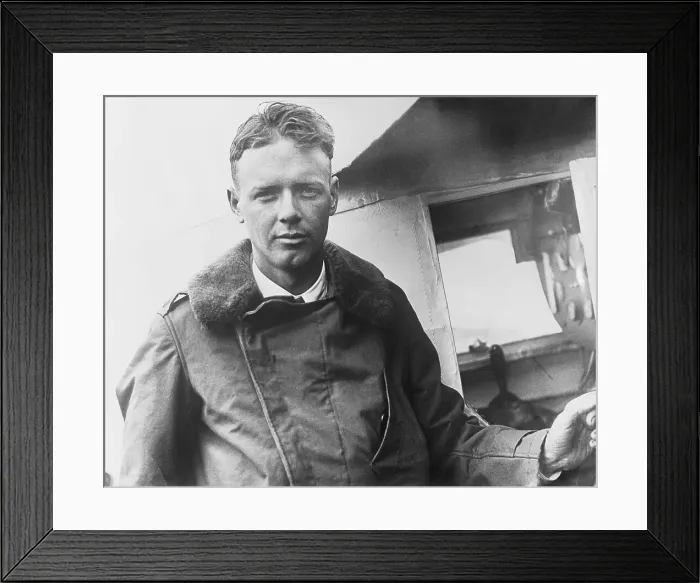 Framed Print : Charles Lindbergh Tuning up His Plane for Parisian Flight Framed Print : Charles Lindbergh Tuning up His Plane for Parisian Flight