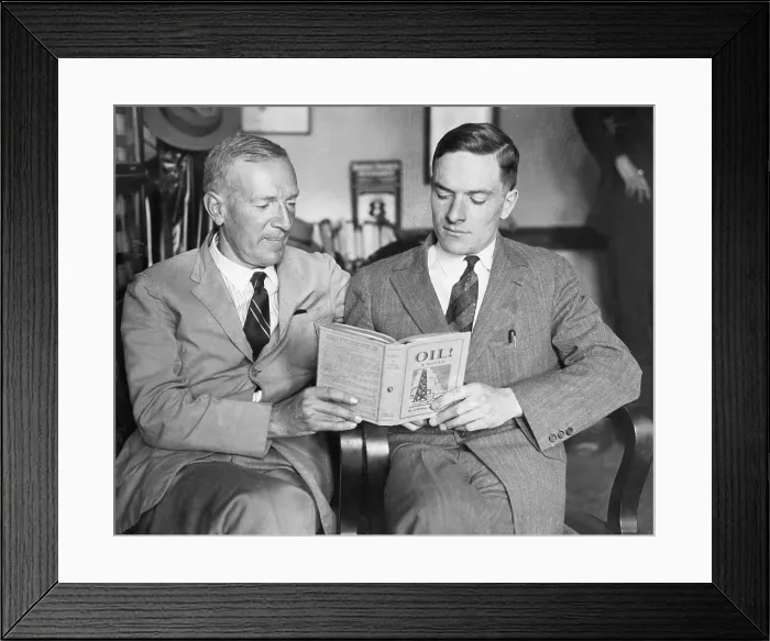 Framed Print : Upton and David Sinclair Looking at Copy of Oil! Framed Print : Upton and David Sinclair Looking at Copy of Oil!