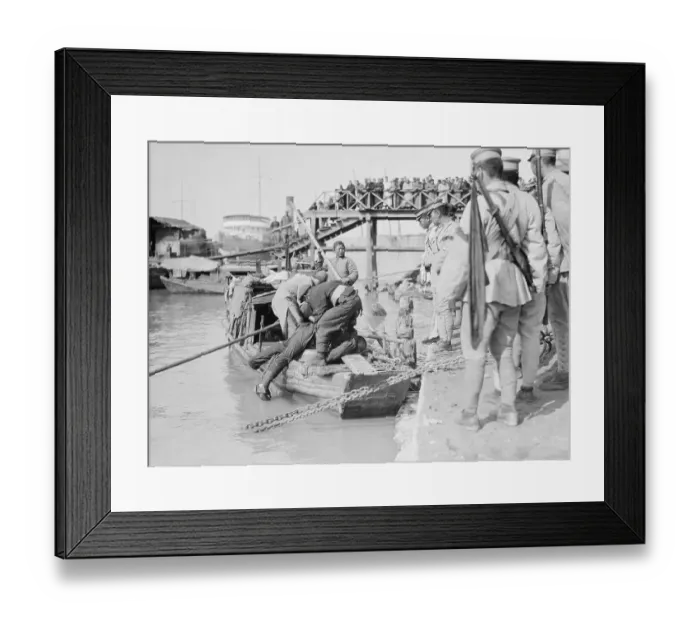 Framed Print : Soldiers with Arriving Refugee Framed Print : Soldiers with Arriving Refugee