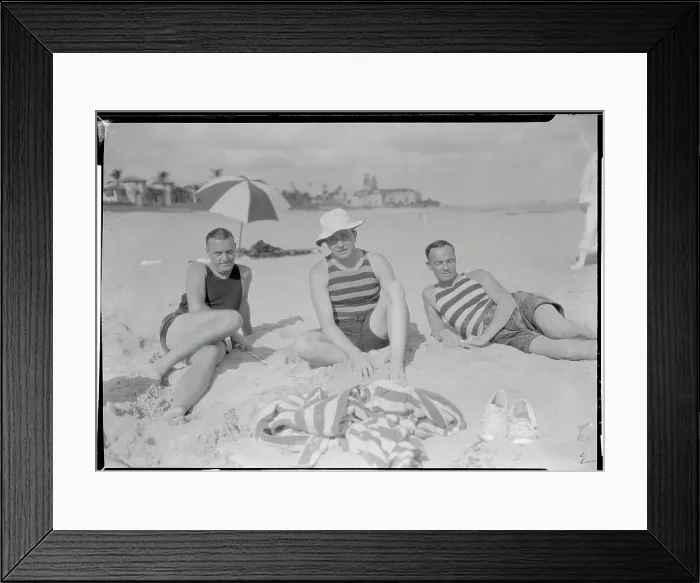 Framed Print : Men in Bathing Suits on Palm Beach Framed Print : Men in Bathing Suits on Palm Beach