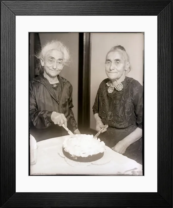 Framed Print : Oldest Twins Celebrate Together