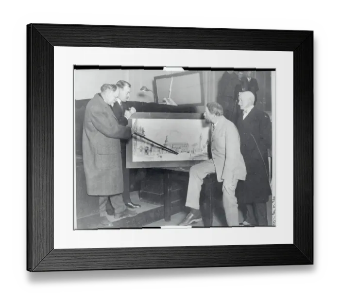Framed Print : Men Examining War Memorial Plans Framed Print : Men Examining War Memorial Plans