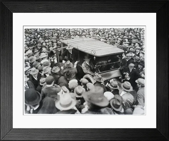 Framed Print : Irish Republican President Leaves Car in Crowd Framed Print : Irish Republican President Leaves Car in Crowd