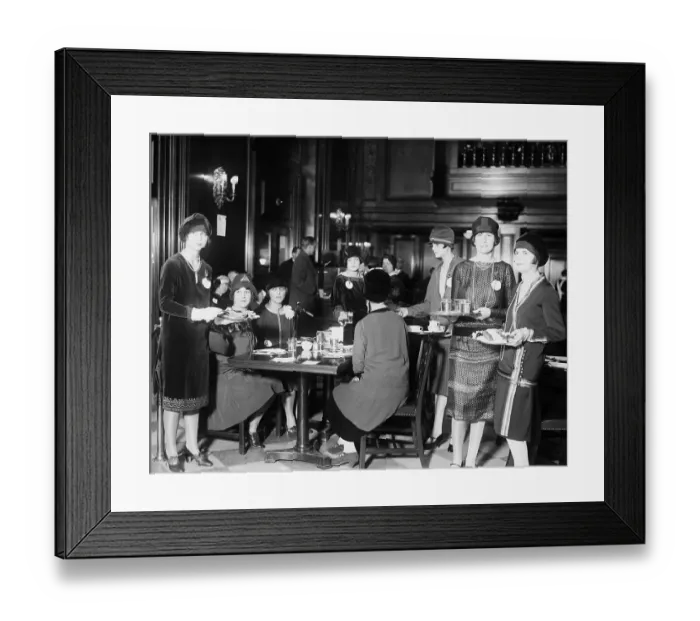 Framed Print : Women Serving Food At Restaurant Framed Print : Women Serving Food At Restaurant