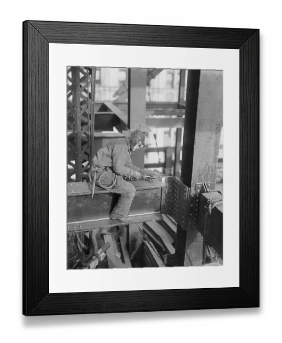 Framed Print : Architectural Worker Atop Skyscraper Framed Print : Architectural Worker Atop Skyscraper