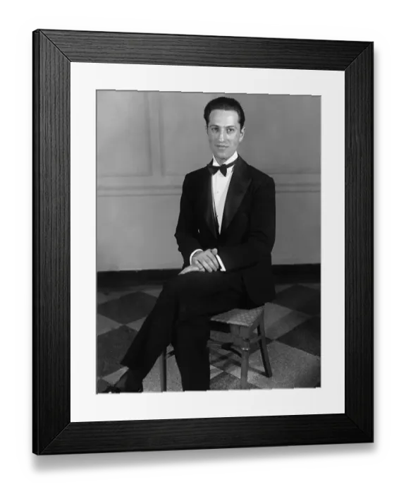 Framed Print : Portrait of George Gershwin Sitting and Wearing a Tuxedo Framed Print : Portrait of George Gershwin Sitting and Wearing a Tuxedo
