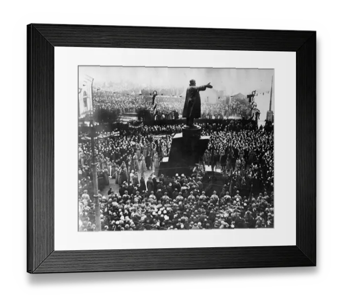 Framed Print : Lenin Statue Unveiled to Crowd