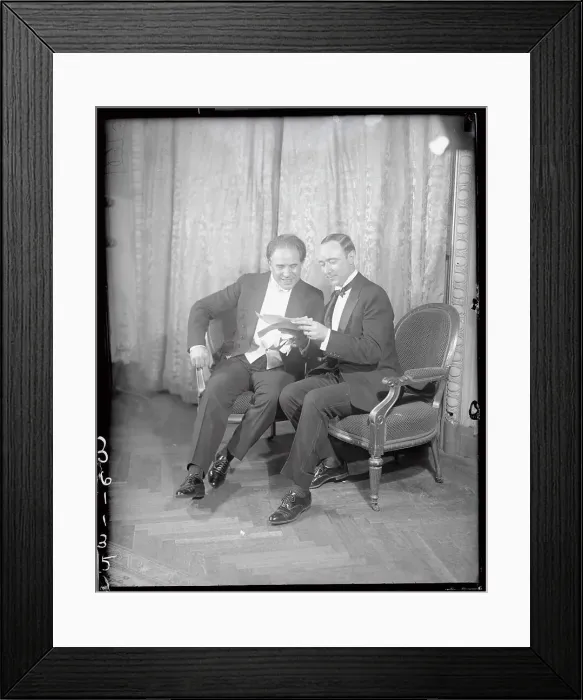 Framed Print : Titta Ruffo and Merlin Haylesworth Reading Telegrams Framed Print : Titta Ruffo and Merlin Haylesworth Reading Telegrams