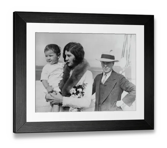 Framed Print : Charles Chaplin Departing with Wife and Son Framed Print : Charles Chaplin Departing with Wife and Son