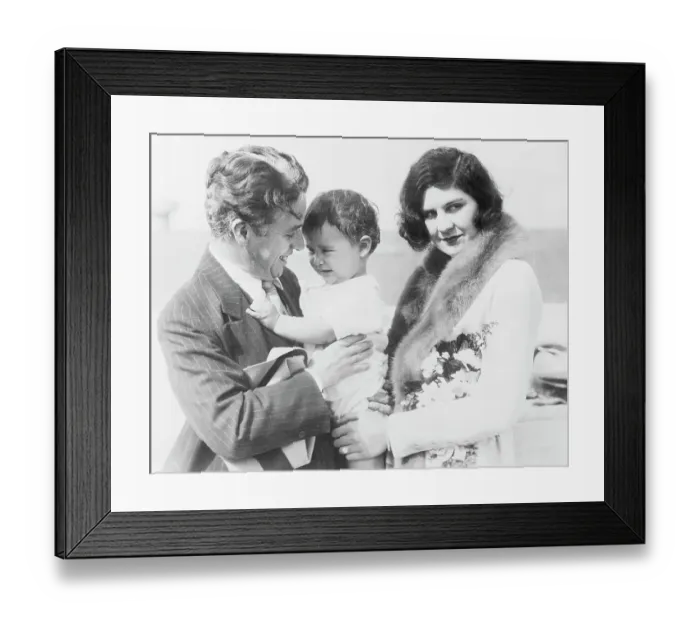 Framed Print : Charles And Lita Chaplin With Infant Son Framed Print : Charles And Lita Chaplin With Infant Son